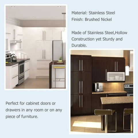 5 Pack Brushed Nickel T Bar Cabinet Knobs 2 Inch Heavy Duty Stainless Steel Kitchen Drawer Pulls Bathroom Vanity Hardware in modern kitchen.