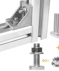 M8x20mm T Slot Drop In Bolt Set With Hammer Head Screws And Flange Nuts for Aluminum Extrusion Profiles Solar Mounting Silver