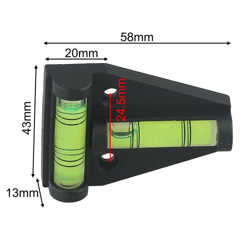 Micpointik T-Shaped Bubble Level, 2-Way Horizontal for spirit Level with measurements, fluorescent vials and mounting holes.