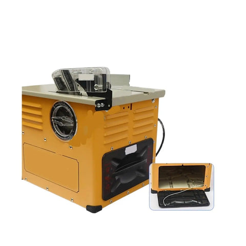 Game Changing Heavy Duty Mini Table Saw With Dust Free Build And Beefy 2300 Watt Motor Spinning At 4900 Rpm for DIY projects, side view.