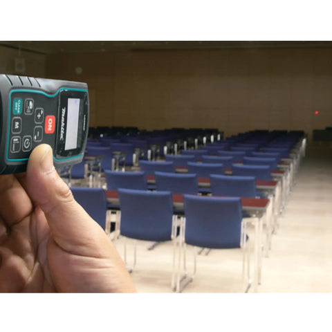 Pro Grade Laser Distance Meter With 262 Foot Range And Precision, Measures To 1/16 Inch used in auditorium for measurement