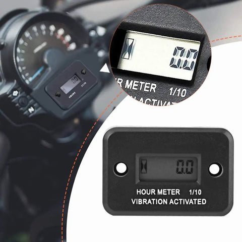 Wireless Hour Meter For Lawn Mowers And Diesel Electric Engines Waterproof Digital Run Time Gauge Rugged Outdoor No Fuss Maintenance DJ103 Easy Install On Site mounted on dashboard