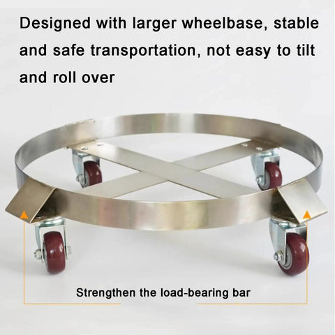 Beefy Heavy Duty Drum Dolly Cart With Swivel Wheels Steel Rolling Dolly For Safe Transport Of 400 Kg Ideal silver frame
