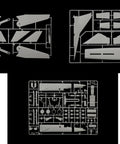 Tu-22M2 Backfire-B 1:72 Scale Military Plastic Model Kit For Assembly sprues with bomber parts on black background