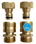 Leak-Free Three-Quarter Inch Snap-On Garden Hose Fittings 2 Pack, Solid Brass Quick-Connect Adapters for Fast No-Drip Quick Release