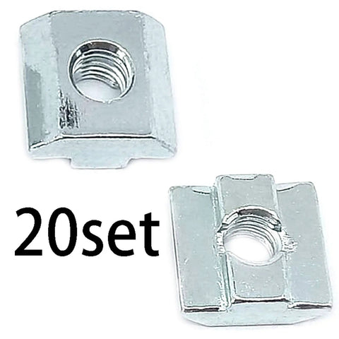 20 Pack T Nuts Sliding Slot Nuts For 40 Series Aluminum Extrusions M8 Threaded Slide Fit 4040 Profiles Durable Zinc Nickel Plated Hardware