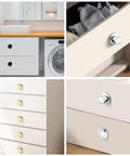 8Pcs Retractable Embedded Spring Knobs Hidden Pulls For Doors Tatami Drawers And Cabinets Space Saving Sleek Low Profile Handles in 1.34 Inch Bright Chrome installed on cabinets and drawers
