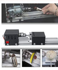 Ultra Handy Mini Lathe Tool Set For Home DIY Woodworking Portable Bead Maker And Milling Grinder With Polishing Drill Rotary Kit 12V 24V Motor 7 Speed Options High Torque Low Noise Great For Small Projects shown in use.