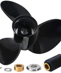 Beefed-Up 16X18.5 Inch Aluminum Outboard Propeller For Suzuki DT DF 150-300HP, shown with components