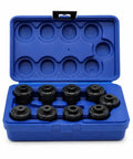 ANSI Collets Chuck Nine-Piece Tapping Adapter Set in blue case, includes M3 M16 sizes, for precise electric tapping machine use