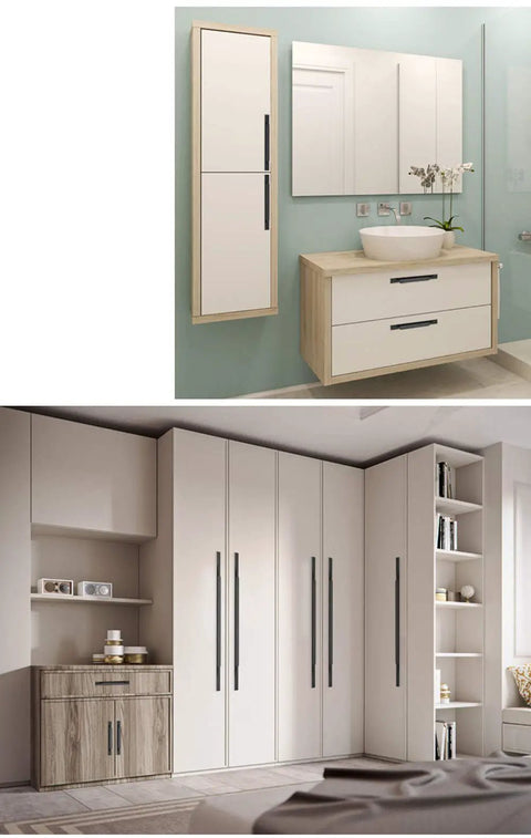 Freshen Up Your Space With These Boss Level Matte Black Cabinet Pulls Five Pack Long Drawer Handles used on modern cabinetry.