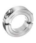 Heavy Duty Split Clamp On Shaft Collar For 1-1/8 Inch Shaft, Two-Piece Clamp, 1-7/8 Inch OD, 1/2 Inch Width, 304 Stainless Steel, Set Screw Style