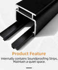 Close-up of Heavy Duty Curtain Rail System For Ceiling Or Wall Mount Twelve Point Four Feet Thickened Upgraded Black With Hooks Tough As Nails Built To Last Durable Steel Track showing internal soundproofing strips.