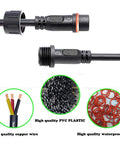 Waterproof 2 Pin LED Connectors 16AWG Male And Female With 20cm Extension Cable IP68 For Car Truck Boat LED Strip Lights