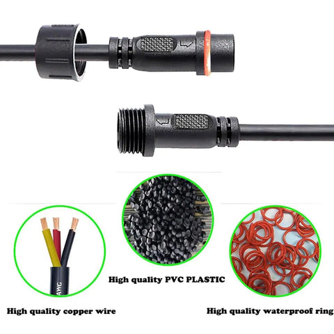 Waterproof 2 Pin LED Connectors 16AWG Male And Female With 20cm Extension Cable IP68 For Car Truck Boat LED Strip Lights