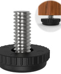 Close-up of a 24 Pack Stainless Steel Screw In Furniture Levelers Five Sixteenth Inch By Zero Point Seven Inch Adjustable Threaded Leveling Feet Glides