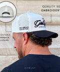 Performance Trucker Golf Hat Black For Men And Active Lifestyles Breathable Mesh Water Resistant 5 Panel Running Cap back view
