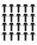 20 Piece M6 1.0x16mm Body Bolt Screws With 10mm Hex And 17mm Washer Black Steel Fender Fasteners OE Standard Durable And Impact Resistant Car Body Hardware Replacement