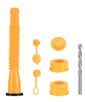 Gas Can Spout Replacement Kit 7 Piece Nozzle Set For One Half One Five And Ten Gallon Cans With Leak Proof HDPE Spouts and Drill Bit