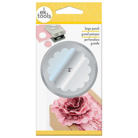 2 Inch Scallop Circle Paper Punch For Scrapbooks And Card Making, Metal Craft Punch With Stackable Design That Locks Shut, Gray Finish