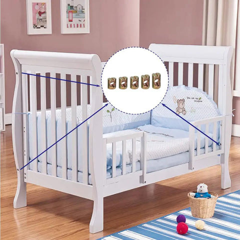 Beast Mode 72 Piece M6 Metric Barrel Nuts And Cross Dowel Slotted Nut Kit shown in a crib assembly, highlighting the snug fit components.