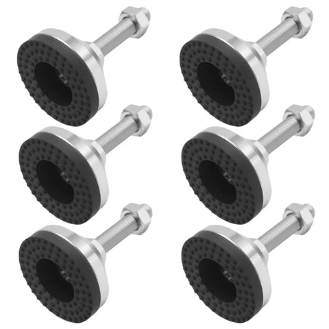 Pack of 6 Adjustable Feet Levelers 2.36 Inch Base With M12 Thread Beefy Built Bracket 5280Lb, stainless steel, nylon base.