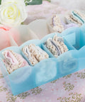 Keep Your Dresser Slick With This Heavy Duty Stackable Underwear Organizer Box Featuring Five Secure Grid Dividers For Neat Sock And Undergarment Storage Drawer showing neatly organized socks in a blue plastic tray.