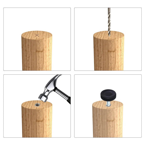 Twelve Pack Adjustable Furniture Leveling Feet With One Quarter Inch Twenty Thread Crushes Wobbly Tables And Uneven Floors Straight Out Of Box installation steps on wooden chair leg.