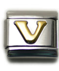 V Initial Charm Letter For 9mm Charm Links Stainless Steel Necklace Pendant Component Traditional Italian Modular Link Go To Must Have 9mm