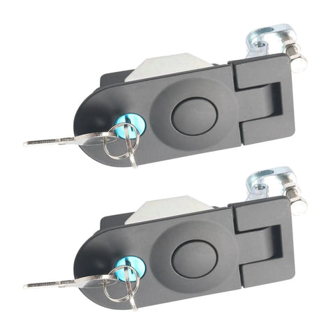Two Piece Flush Mount Trailer Access Door Latch Set With Push Button Cylinder Closure For Paired Baggage Panels