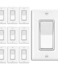 10 Pack 3 Way Decorator Wall Switch With Wall Plate, 15A 120V And 277V, Single Pole Or 3 Way, On Off Paddle Rocker Interrupter