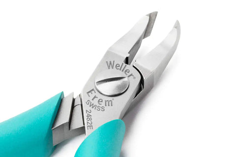 5 Inch Angled Tip Cutter With Ergonomic Co Molded Grip For SMT Lead Trimming, Durable Eremadium Tool Steel, EMOS Stop close-up