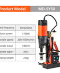 Heavy Duty 1.4 Inch Magnetic Core Drill Press For Metal With Variable Speed Control Up To 580 Rpm, featuring 1700W motor and specifications.