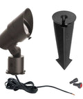 LED 12V Landscape Accent Light With Adjustable Beam Angle And Built In Dimming 50 To 1300 Lumens 3000K Warm White Bronze Finish