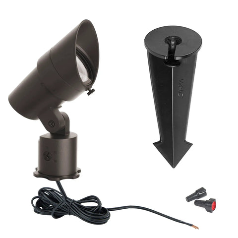 12V Landscape Accent Light With Adjustable Beam And Dimmable Brightness Dope For Curb Appeal, bronze finish LED light with ground stake