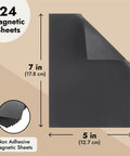 24 Pack Non-Adhesive Magnetic Sheets For Die Cuts, 5x7 Inches, DIY Craft Storage, Image Showing Sheet Dimensions and Material