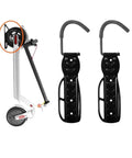 Wall Mount Scooter Hanger For M365 Pro 1S Mi3 Electric Scooters, Heavy Duty Wall Hook Mount, 2 pack shown next to scooter