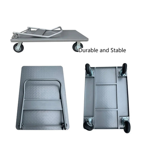 Heavy Duty Foldable Hand Cart With Steel Flatbed, Swivel Wheels And Foldable Handle For Easy Load Transport, The Go To Dolly For Moving Goods, Groceries, Gear, Shopping And Travel, steel flatbed with swivel wheels