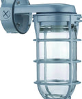 Jelly Jar Vapor Tight Wall Light Fixture With Prismatic Glass, Industrial Style Utility Sconce, gray weatherproof finish, side view