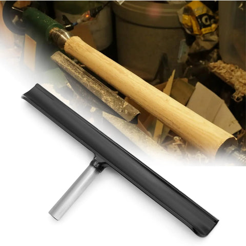 12-inch black lathe tool rest with a silver 5/8-inch post for woodturning