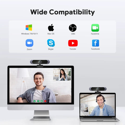 Top Shelf 4K Webcam With 1 2 55 Sony Sensor And 3X Digital Zoom Autofocus Ultra HD 30Fps Computer Camera displayed on desktop and laptop.