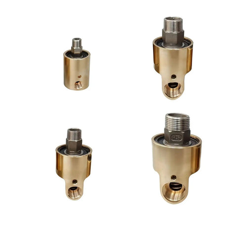 Temperature Rotary Union for Cooling Water, Brass High Speed Swivel Joint with Right Hand Thread HD15, Left And Right Port Connector for Heavy Duty Industrial Equipment, brass