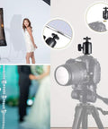 Two Pack Universal One Quarter Inch Swivel Mini Ball Head Tripod Mounts With Three Eighths Inch Converter And Removable Quarter Inch Hot Shoe on DSLR tripod