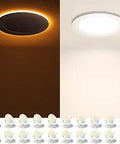 Six Inch Ultra Thin Recessed LED Ceiling Light Kit With 5 CCTs From 2700K To 5000K, Night Light Amber 2000K Mode For Soft Wakeups