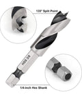 Heavy Duty Brad Point Stubby Drill Bit Set For Woodworking With 6 Pack Hss 4241 Steel Quick Change Hex Shank Boring Tools. 135° split point.