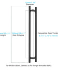 36 Inch Heavy Duty Push Pull Door Handle With Offset Design In Matte Black 304 Stainless Steel For Barn Glass Shower Interior And Exterior Doors Long Ladder Pull Rust Resistant Commercial Grade, 900mm length