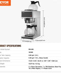Commercial Drip Coffee Maker built for busy kitchens with 12 cup capacity, dual warmer plates, and two glass carafes.