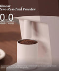 Single Dose Coffee Grinder Featuring Killer Cone Burr Precision And Variable Speed Controls, minimal residual powder after grinding.