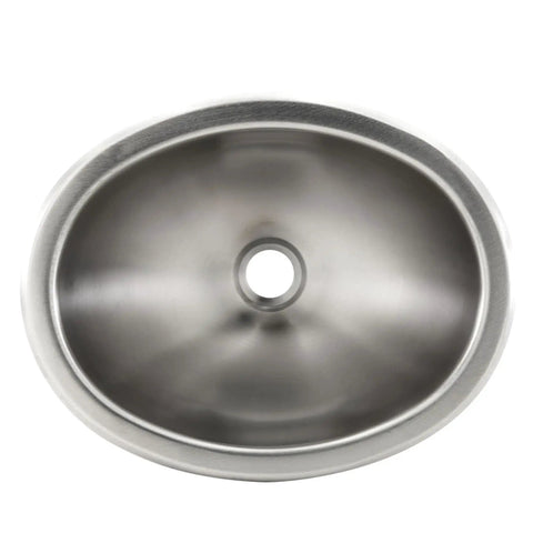 Top view of Stainless Steel RV Oval Sink With Single Bowl 10x13 Inch, 1.5 Inch Drain, No Faucet Included, Rust And Stain Resistant