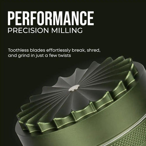 Close-up of Toothless Herb And Spice Grinder With Extra Storage For Everyday Kitchen Bosses Aircraft Grade Aluminum Manual Grinder